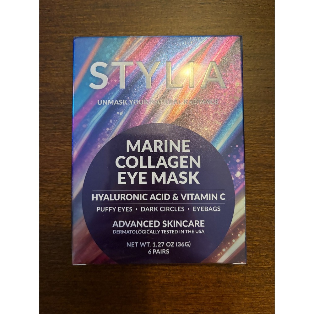 Stylia Marine Collagen Eye Mask Hyaluronic Acid Vitamin C 6 Pairs New